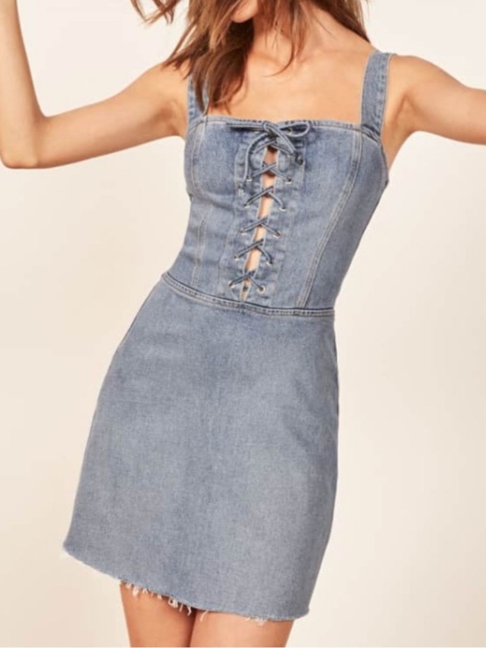 Reformation Kayla Denim Corset Mini Dress